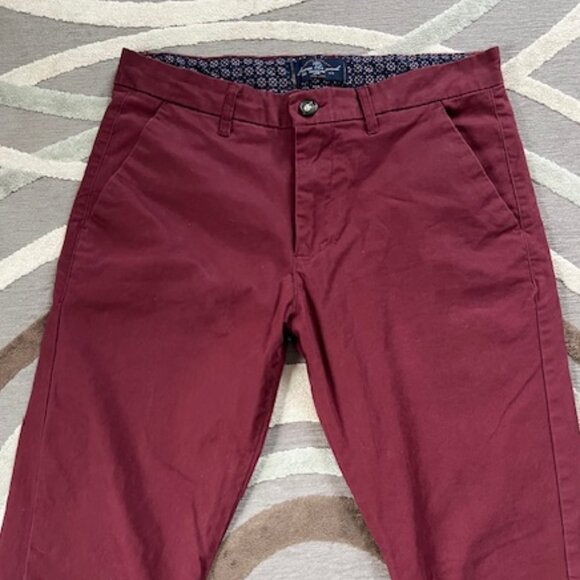 Across The Pond Men's Burgundy Cotton Chino Pants 32x30 Signature Line - Picture 3 of 11